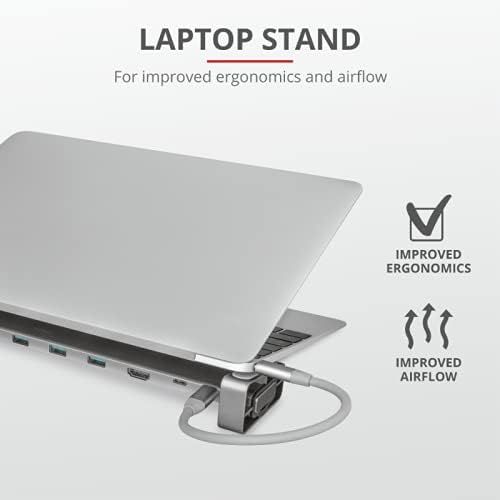 Trust Dalyx Aluminium 10-in-1 USB-C Multi-Port Dock mit Bildschirmständer