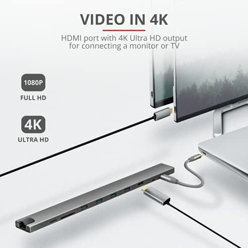Trust Dalyx Aluminium 10-in-1 USB-C Multi-Port Dock mit Bildschirmständer