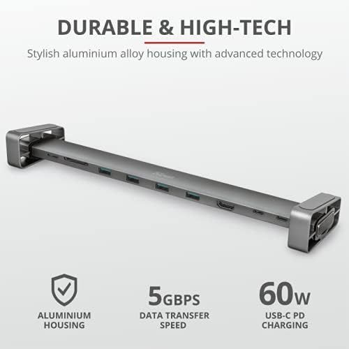 Trust Dalyx Aluminium 10-in-1 USB-C Multi-Port Dock mit Bildschirmständer