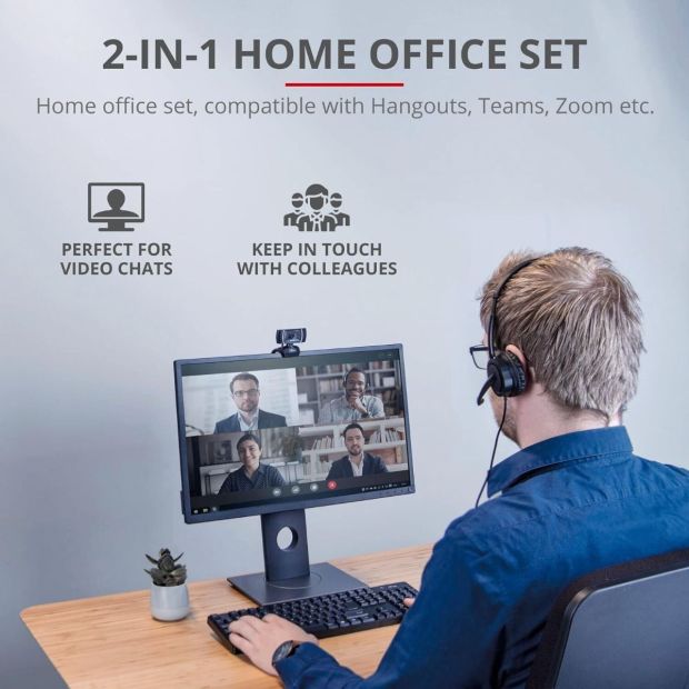 Trust Doba 2in1 Home Office Set USB Kopfhörer mit Mikrofon und HD Webcam Trust Doba 2in1 Home Office Set USB Kopfhörer mit Mikrofon und HD Webcam