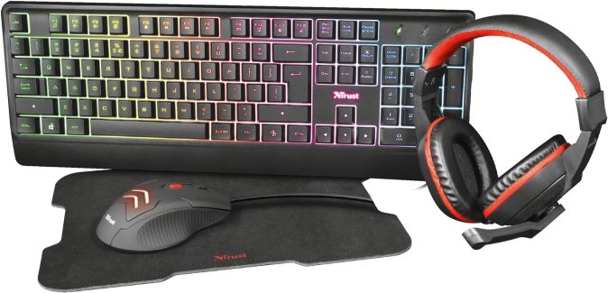 Trust Ziva 4in1 Gaming Kabelgebunden Tastatur Maus Kopfhörer Set DE Layout