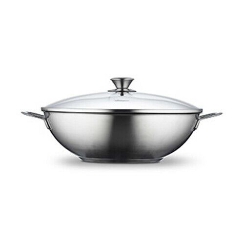 Fontignac Wokpfanne mit Deckel 32 cm Induktion Pfanne Edelstahl + Gratis KitchenAid Set
