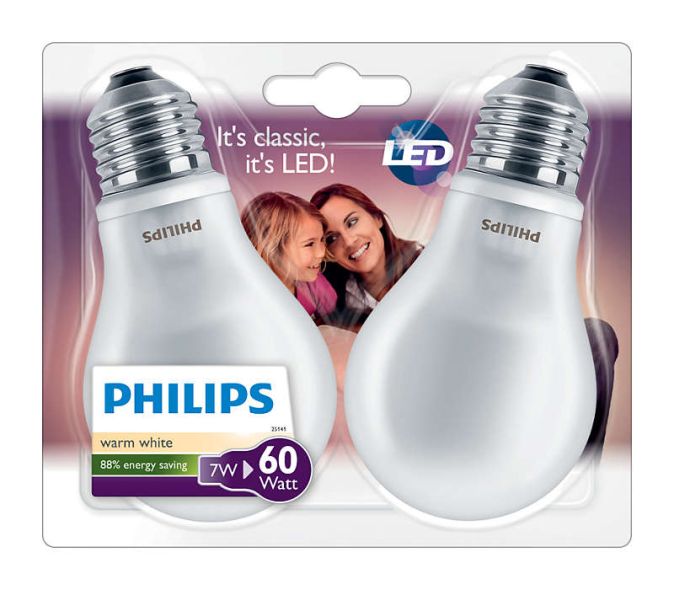Philips LEDclassic Lampe 60 W E27 Warmweiß Leuchtmittel Doppelpack