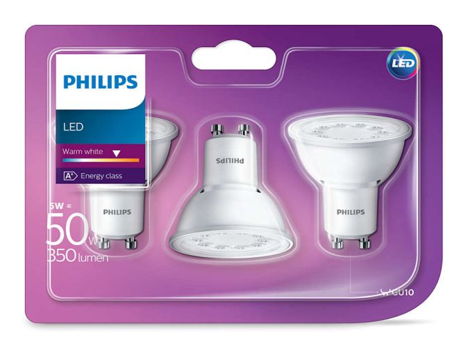 3er Pack Philips LED Reflektor Lampe Strahler GU10 50W Warmweiß 3er Pack Philips LED Reflektor Lampe Strahler GU10 50W Warmweiß
