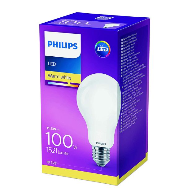 Philips LED E27 Glühbirne 11,5W = 100W Warmweiß 2700K Philips LED E27 Glühbirne 11,5W = 100W Warmweiß 2700K