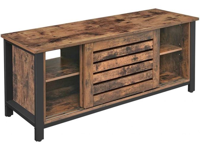 VASAGLE TV Schrank Fernsehtisch 2 Schiebetüre mit 2 Regalebenen 110 x 40 x 45 cm