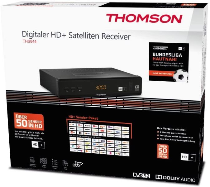 THOMSON THS844 Digitaler HD+ Satelliten Receiver DVB-S2, inkl. HD plus Karte