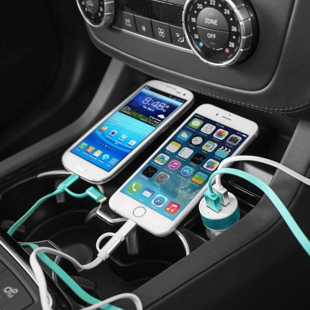 Zigarettenanzünder Kfz Auto Ladegerät USB Adapter Ladeadapter Blau 2x