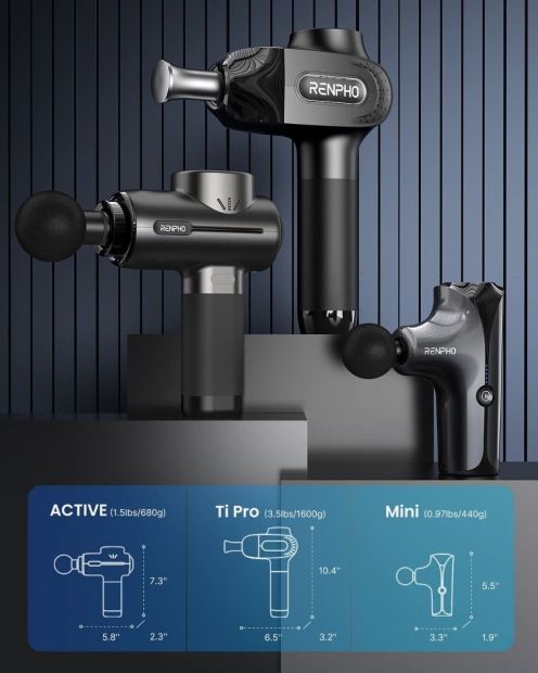RENPHO Ti Pro Massagepistole Massagegerät mit 3 Massageköpfen