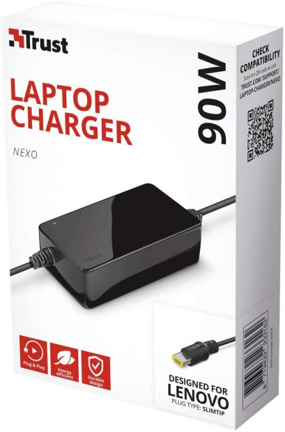 Trust Nexo EU 90 W Ladegeräte Netzteil für Lenovo Laptop mit SlimTip-Stecker