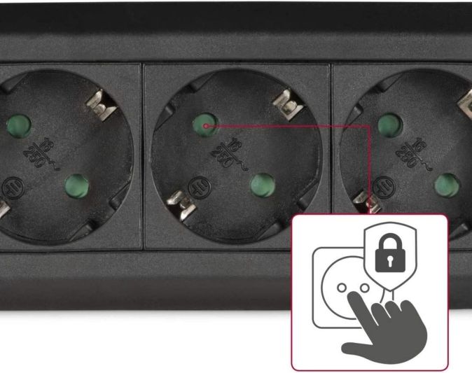 Hama 6-Fach Steckdosenleiste mit Schalter Mehrfachsteckdose Wandmontage 3m Schwarz Rund 