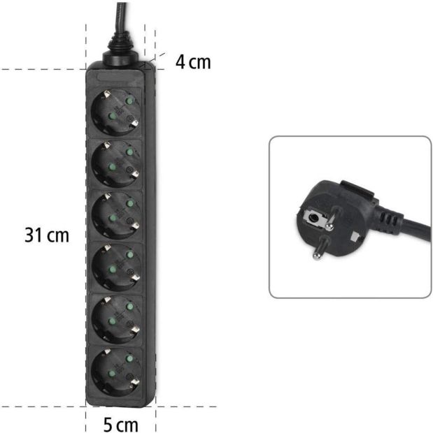 Hama 6-Fach Steckdosenleiste Mehrfachsteckdose Steckerleiste Schwarz 1,4 m