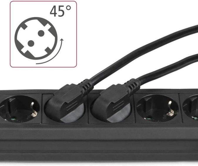 Hama 6-Fach Steckdosenleiste mit Schalter Mehrfachsteckdose Wandmontage 3m Schwarz Rund 