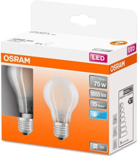  OSRAM E27 LED Lampe Glühbirne Leuchtmittel Kaltweiß 7.5W [2ER]