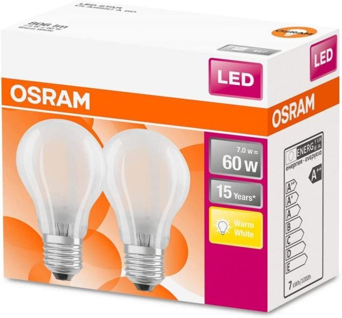  OSRAM STAR E27 LED Leuchtmittel Filament Lampe Birne 60W Warmweiß [2er]