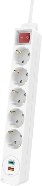 Hama 5-Fach Steckdosenleiste mit USB-A und USB-C Anschluss mit Schalter