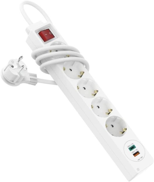 Hama 5-Fach Steckdosenleiste mit USB-A und USB-C Anschluss mit Schalter
