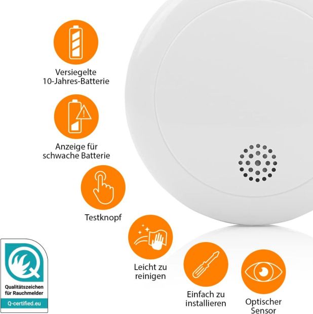 Smartwares RM218 Rauchwarnmelder Feuermelder 10 Jahre Batterie 85 dB Smartwares RM218 Rauchwarnmelder Feuermelder 10 Jahre Batterie 85 dB