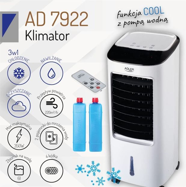 AdlerAD 7922 Luftentfeuchter Mobil Klimagerät Luftkühler 350W mit 3 Stufen AdlerAD 7922 Luftentfeuchter Mobil Klimagerät Luftkühler 350W mit 3 Stufen