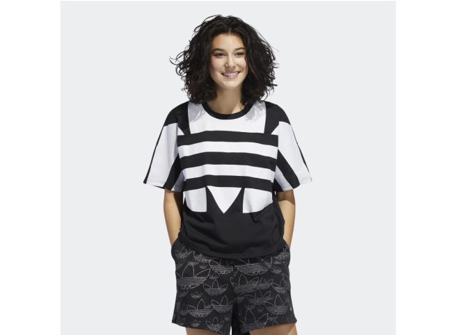 Adidas Large Logo T-SHIRT %100 Baumwolle Schwarz/Weiß