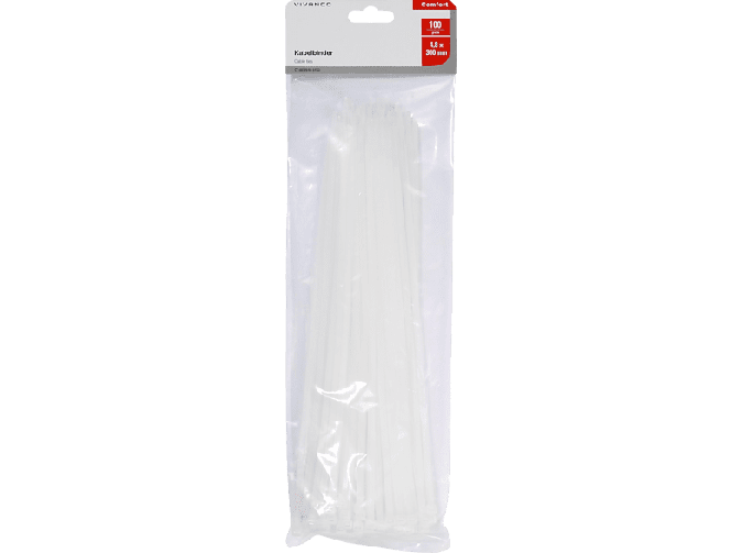 Vivanco 100 Stück Kabelbinder 4,8 / 300 mm 3 Verschiedenen Längen Abreißbarer Weiß Vivanco 100 Stück Kabelbinder 4,8 / 300 mm 3 Verschiedenen Längen Abreißbarer Weiß