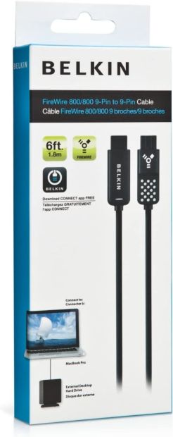 Belkin Firewire Kabel 9/9 Pin Stecker Anschlusskabel 800 Mbps 1,8 m 