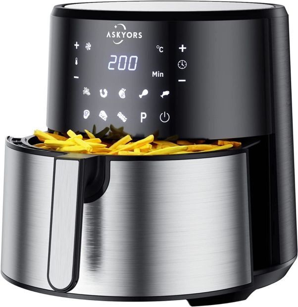 Askyors Heißluftfritteuse 8L XXL Airfryer Friteuse für 6-8 Personen 