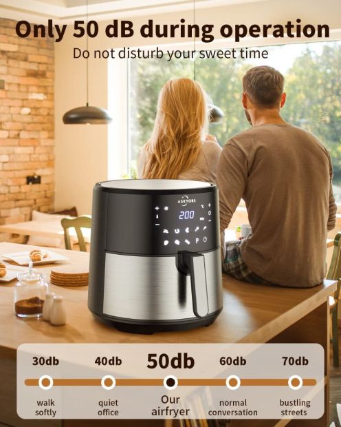 Askyors Heißluftfritteuse 8L XXL Airfryer Friteuse für 6-8 Personen 