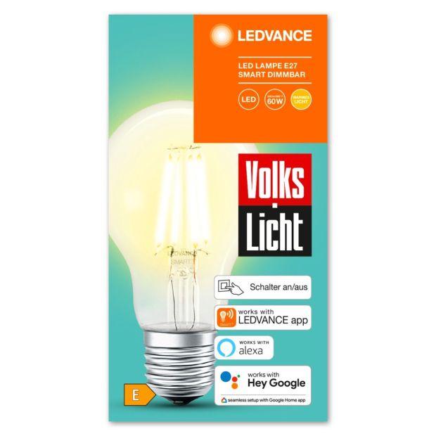 LEDVANCE Volks-Licht E27 Smart+ LED Lampe Bluetooth Lampe [ 6ER-PACK ]