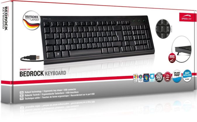 Speedlink (B-WARE)   BEDROCK Tastatur USB Keyboard QWERTZ Deutsches Layout