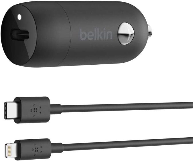 Belkin KFZ Ladegerät USB-C 18W 1,2m USB Lighting Kabel Schnellladegerät