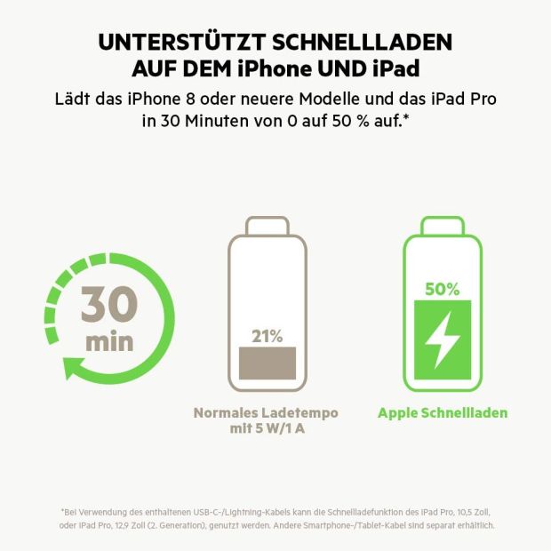 Belkin KFZ Ladegerät USB-C 18W 1,2m USB Lighting Kabel Schnellladegerät