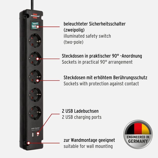 Brennenstuhl Premium-Line Steckdosenleiste 4-fach mit Schalter Brennenstuhl Premium-Line Steckdosenleiste 4-fach mit Schalter