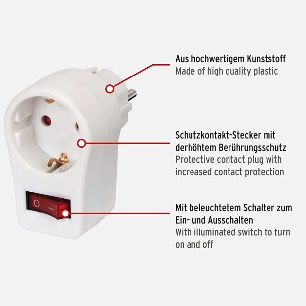 Brennenstuhl Steckdosenadapter/ Schutzkontaktsteckdose mit Schalter Brennenstuhl Steckdosenadapter/ Schutzkontaktsteckdose mit Schalter
