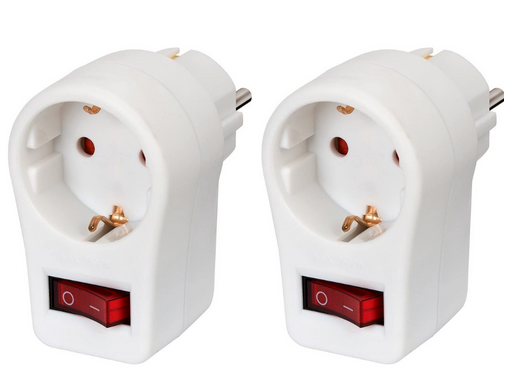 Brennenstuhl Steckdosenadapter/ Schutzkontaktsteckdose mit Schalter [2er Pack]