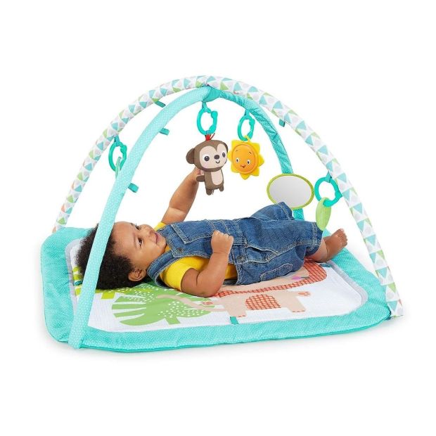 Bright Starts Safari Spielmatte Krabbeldecke mit 5 Spielzeuge
