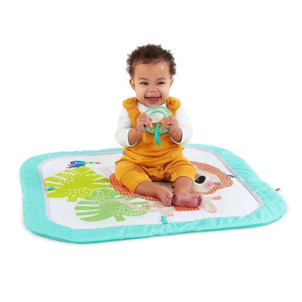 Bright Starts Safari Spielmatte Krabbeldecke mit 5 Spielzeuge