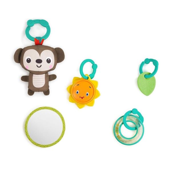 Bright Starts Safari Spielmatte Krabbeldecke mit 5 Spielzeuge