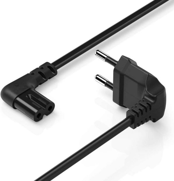 Hama Netzkabel 2 Polig mit flachem Eurostecker Stromkabel Gewinklet 