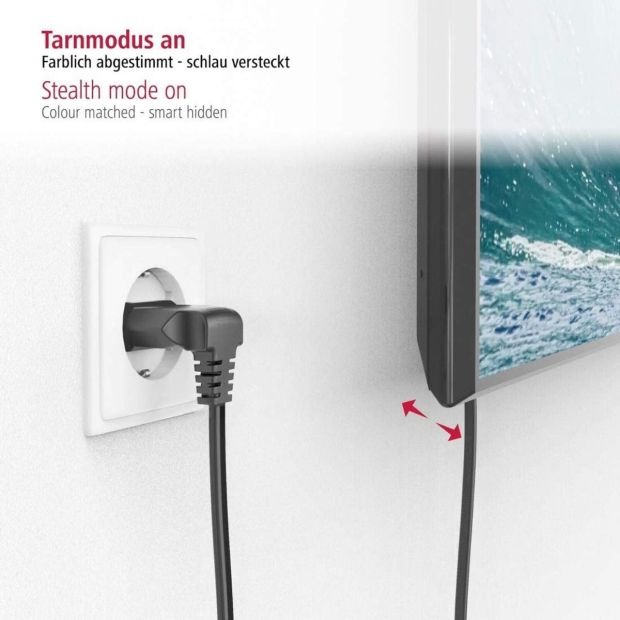 Hama Netzkabel 2 Polig mit flachem Eurostecker Stromkabel Gewinklet 