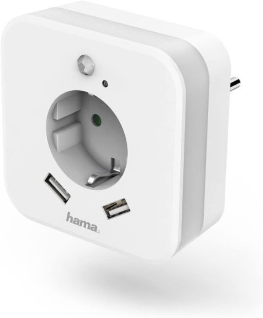 Hama LED Nachtlicht Steckdose mit 2 USB Anschluss 