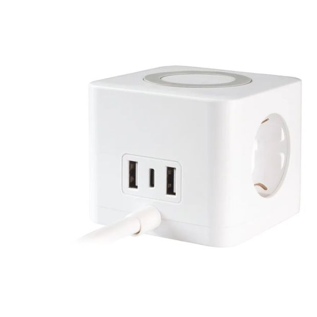 VIVANCO 3-fach Steckdosenwürfel mit 2x USB-A & 1x USB-C