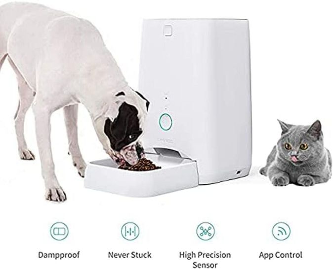 Dogness Futterautomat Futterspender Katze Hund 3kg Futter LED Eingebautes Mikrofon 