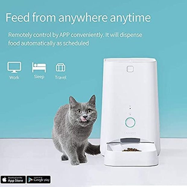 Dogness Futterautomat Futterspender Katze Hund 3kg Futter LED Eingebautes Mikrofon 