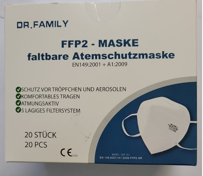 20x Dr. Family FFP2 Maske 5-lagig Atemschutz Mundschutz Masken