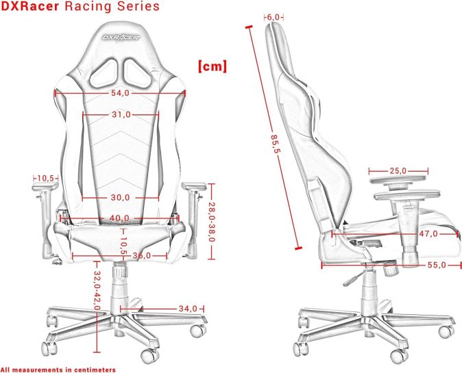 DXRacer R0-NR Gaming Stuhl Racingstuhl Drehstuhl Schwarz/Rot[B-WARE]