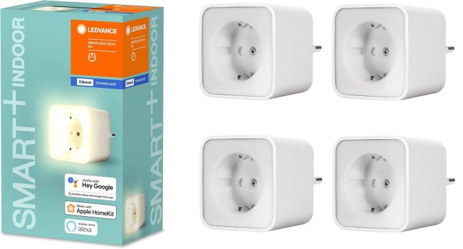 LEDVANCE SMART+ NIGHTLIGHT PLUG mit Bluetooth Steckdose und Nachtlicht [4er-Pack] 