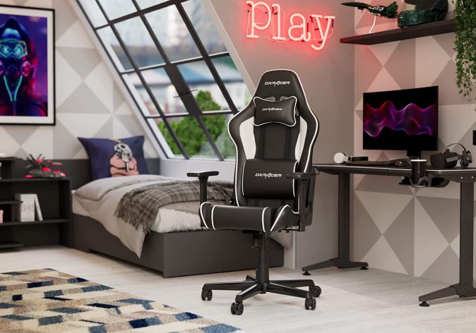 DXRacer P08 Gaming Stuhl Drehstuhl Schreibtischstuhl Schwarz/Weiß[B-WARE]