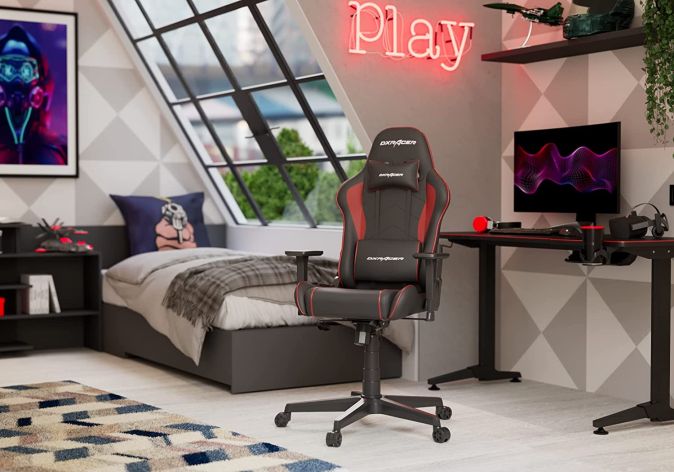 DXRacer Prince P08 Gaming Stuhl Drehstuhl Chefsessel 185 cm Schwarz/Rot[B-WARE]