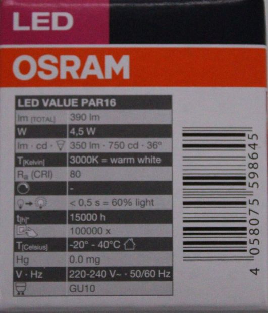 OSRAM GU10 LED Spot PAR16 Leuchtmittel Warmweiß Reflektor Lampe 50W OSRAM GU10 LED Spot PAR16 Leuchtmittel Warmweiß Reflektor Lampe 50W